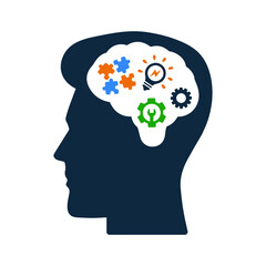 Mind, brainpower, head icon. Simple flat design concept.