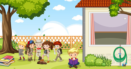 Scene with children in the park