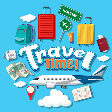 Travel time typography design with travelling objects