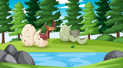 Dinosaur in prehistoric forest scene © blueringmedia