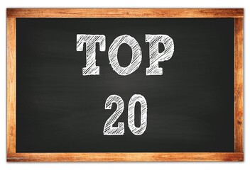 TOP 20 words on black wooden frame school blackboard