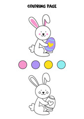 Color cute Easter bunny. Worksheet for kids.