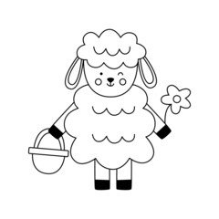 Vector image of cute black and white Easter lamb.