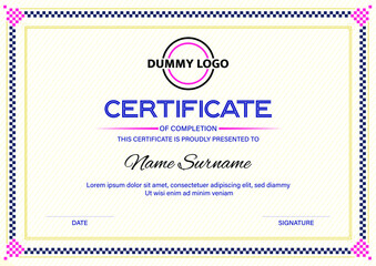 Dummy certificate template in vector. High Education certificate.