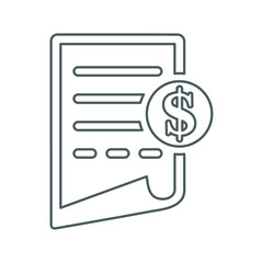 Paper, pay, payment outline icon. Line vector design.