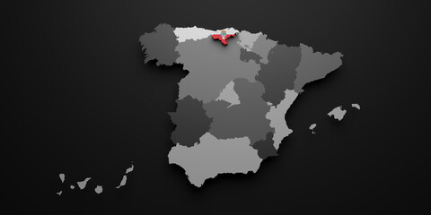 3d Cantabria region flag and map