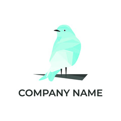 Blue Bird on A branch Vector Logo