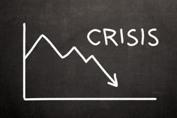 Economic and  financial crisis graph. The global crisis causes the financial markets to crash. 