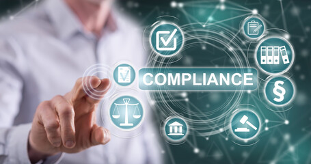 Man touching a compliance concept
