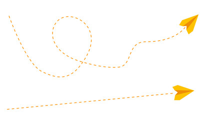 Paper airplanes with a complicated route. A symbol of travel and tourism. new idea, change, trend, courage, creative solution, innovation concept