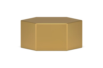Expensive golden hexagon 3d template realistic stage minimalist geometric figure design vector