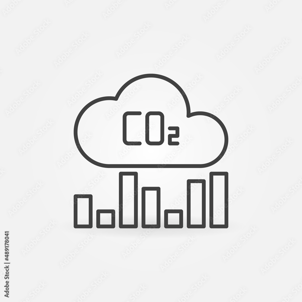 Poster co2 cloud bar chart vector thin line concept simple icon