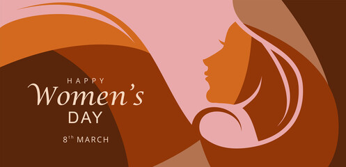 Happy international women's day banner with woman silhouette. Vector © rexandpan