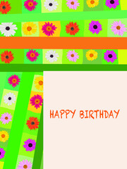 Happy birthday greeting card with flowers. Floral Happy Birthday.