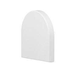 Realistic white elegant diagonally placed semi circle arch vertical wall podium pedestal vector