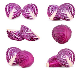 Purple cabbage isolated on white background