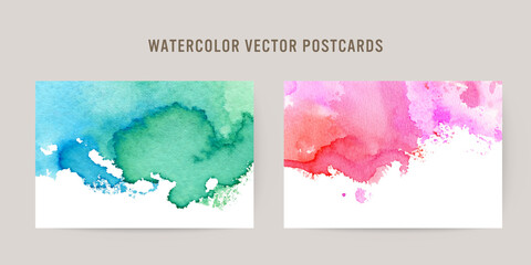 watercolor splashes. vector postcards
