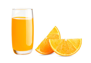 Orange juice glass Isolated on white background