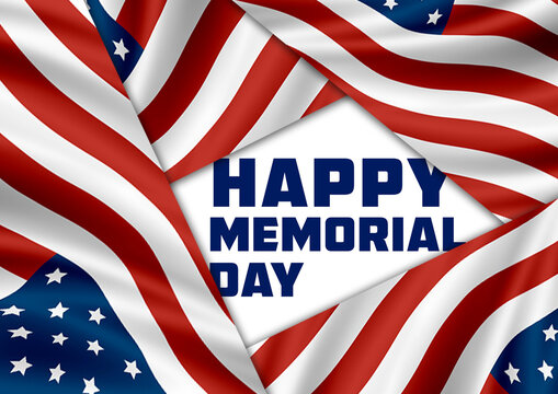 Happy Memorial Day banner wallpaper with American Flags