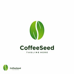 coffee seed logo design modern concept, coffee bean leaf logo
