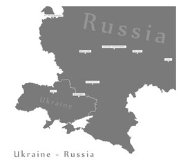 Ukraine and Russia Grey Map