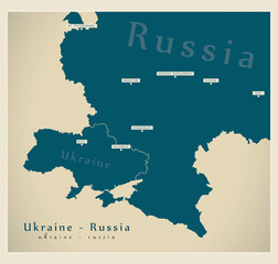 Modern Map - Ukraine and Russia Map