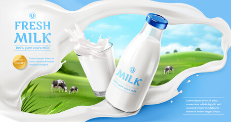 Fresh milk ad template