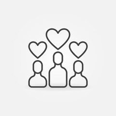 People with Hearts vector thin line concept icon