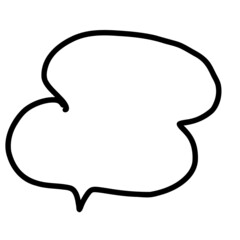 Simple handwritten speech bubble, black, no fill