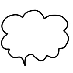 Illustration material |Simple handwritten speech bubble, black, no fill