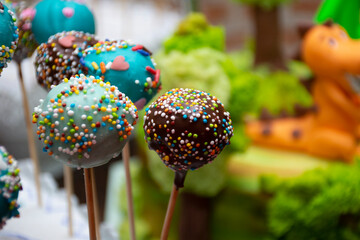 Colorful chocolate Cake popos for birthday party