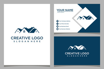 home design logo template with business card design