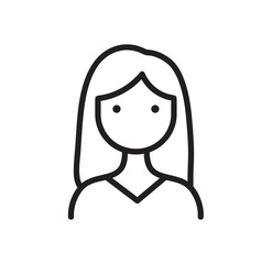 Obraz premium Woman or girl. symbol line icon. Stroke graphics Pictogram for web design. Quality outline vector symbol concept. Premium mono linear beautiful simple concise logo