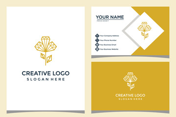 Fototapeta na wymiar rose and diamond design logo template with business card design