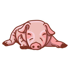 Hand drawn pig cartoon character illustration Animal.