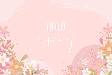 Beautiful hand drawn spring flower background