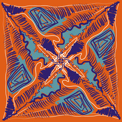 Bright universal square ornament. Lines, spots, dots, blots. Poster for print and interior decor.