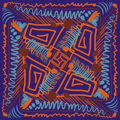Bright universal square ornament. Lines, spots, dots, blots. Poster for print and interior decor.