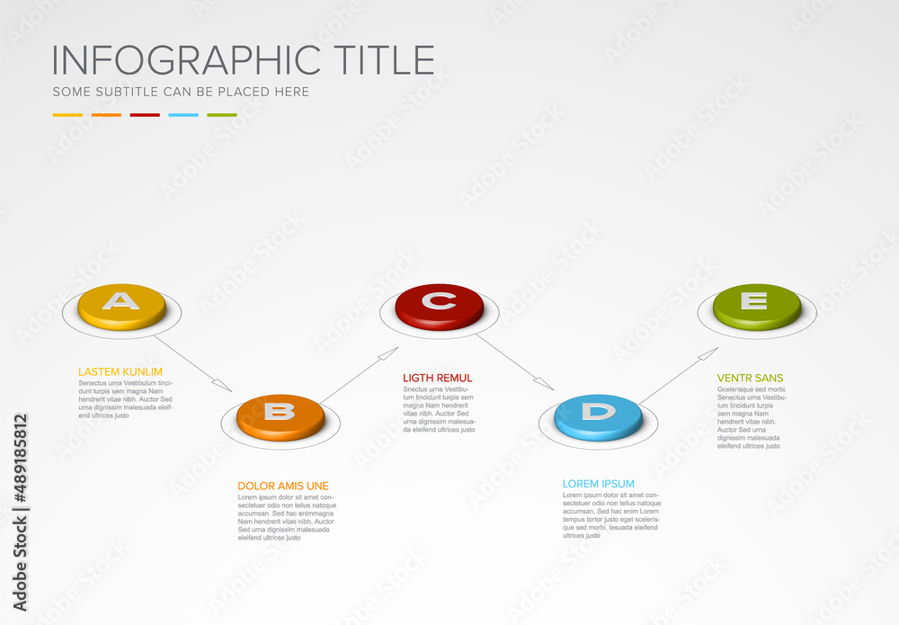 Poster vector colorful multipurpose infographic template with five buttons