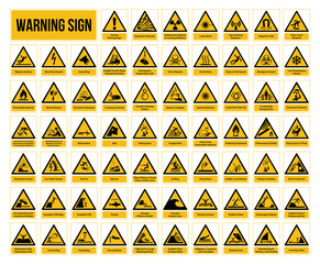 Set of Warning Signs. ISO 7010 Sign. Signs of Danger And Alerts. Caution Signs. - obrazy, fototapety, plakaty