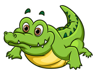 Fototapeta na wymiar The big crocodile is crawling with the happy expression