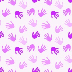 Seamless coloured handprint pattern for fabrics and packaging and gifts and cards and linens and kids and wrapping paper