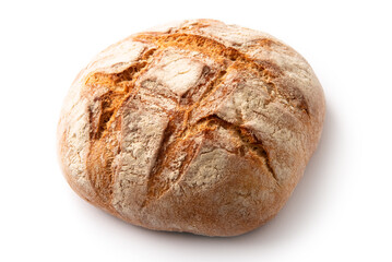 Tipica pagnotta fresca italiana isolata su fondo bianco 