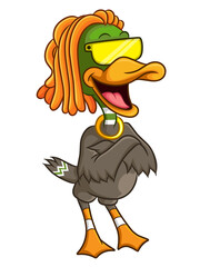 The cool duck is styling like a rapper and wearing sunglasses