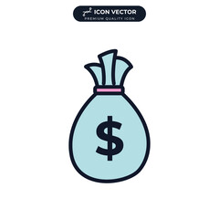 money bag icon symbol template for graphic and web design collection logo vector illustration
