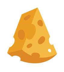 Triangle piece of cheese. Milk product in cartoon style.