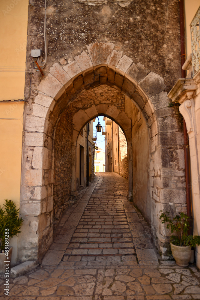 Canvas Prints A street among the characteristic houses of Casalbore, a mountain village in the province of Avellino, Italy.