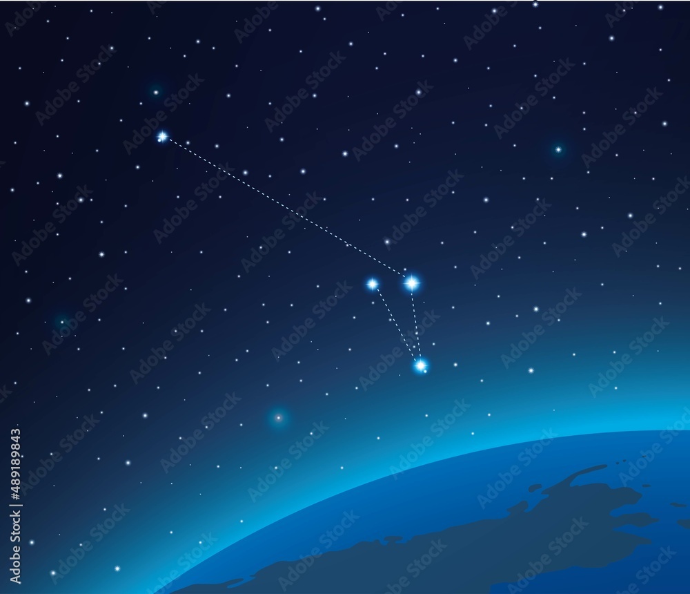 Poster constellation apus with planet in deep space