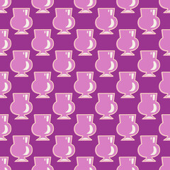 Vector seamless pattern with vase in flat style. Purple and pink color. For printing on fabric, for printing on paper, for fashion design.