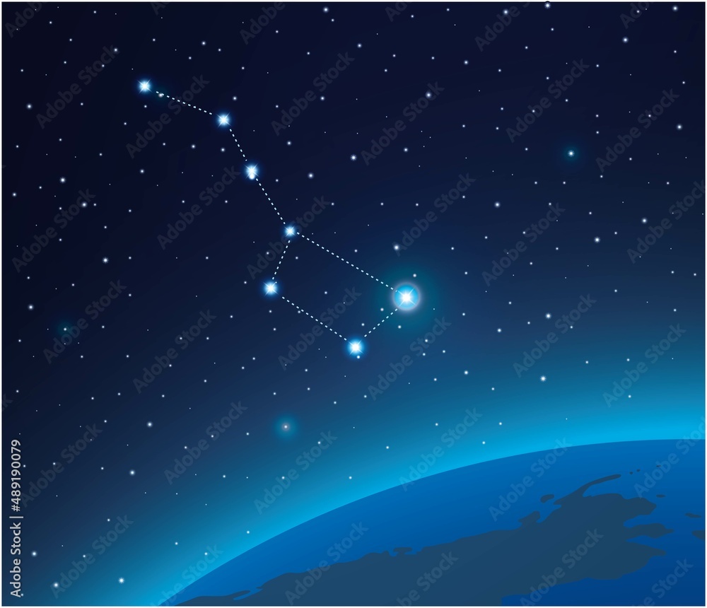 Wall mural constellation big dipper with planet in deep space